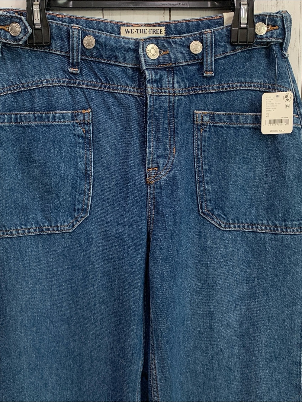 Free People We The Free Palmer 26  Cuffed Jeans Tunnel Vision Baggy Relaxed NWT - Picture 3 of 16
